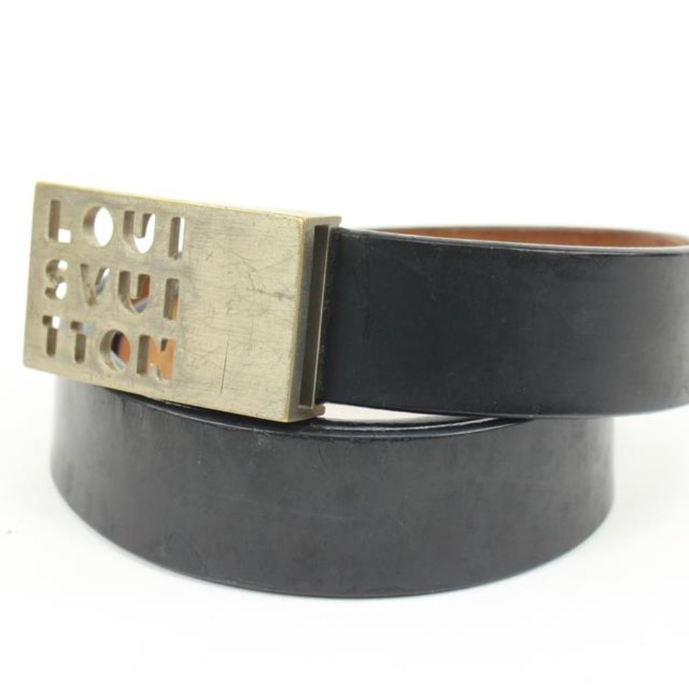 Louis Vuitton 90/36 Black x Silver Outline LV Shadow Belt 52lv218s - Picture 2 of 12